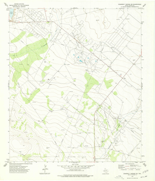 Classic USGS Diamond Y Spring NE Texas 7.5'x7.5' Topo Map Image