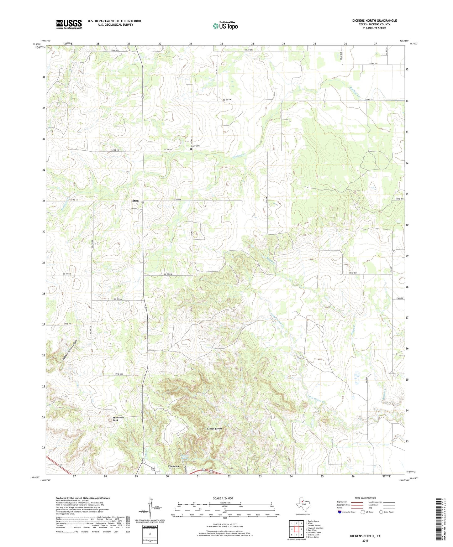 Dickens North Texas US Topo Map Image