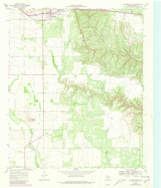Classic USGS Dickens South Texas 7.5'x7.5' Topo Map Image