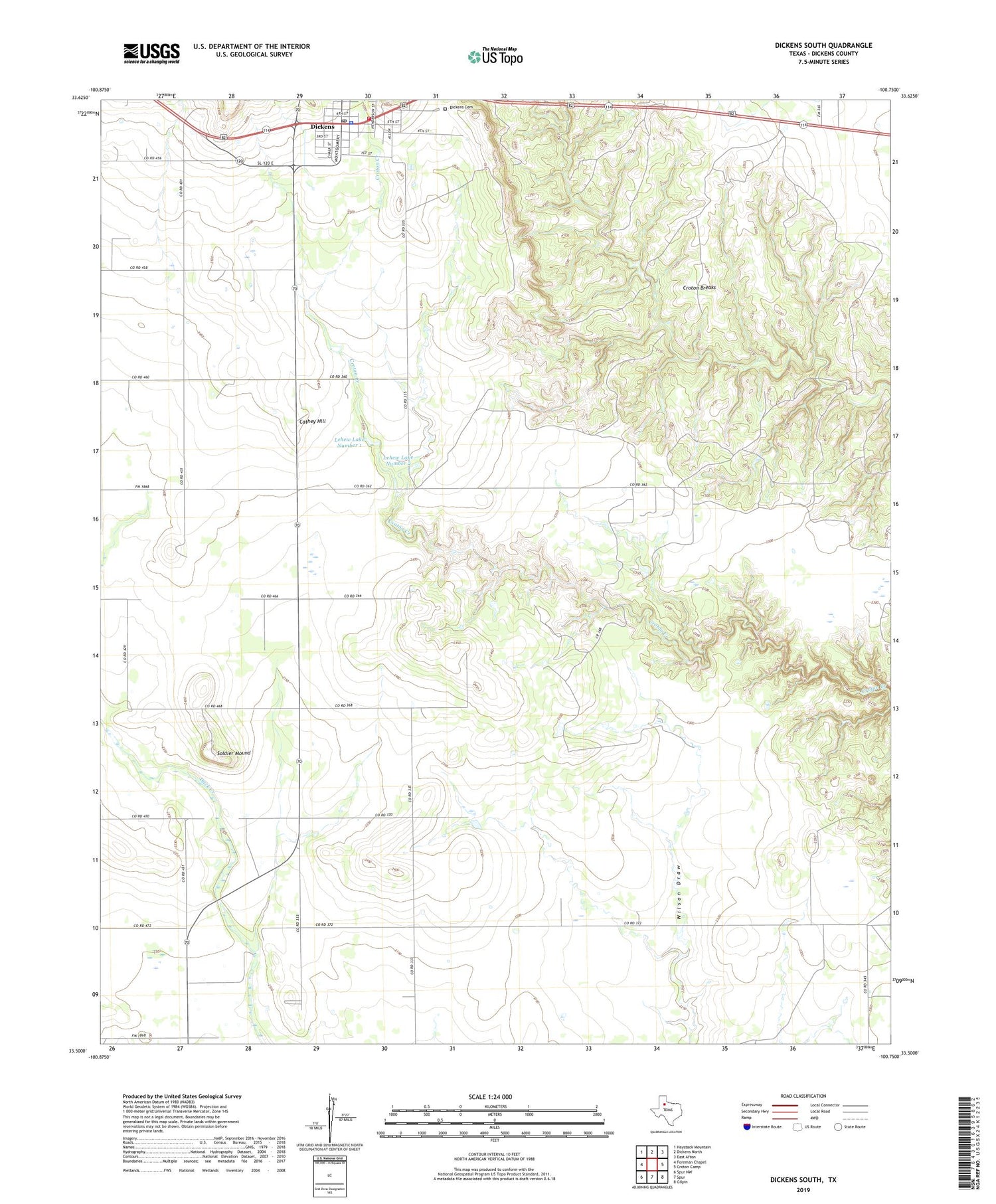 Dickens South Texas US Topo Map Image