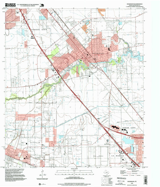 Classic USGS Dickinson Texas 7.5'x7.5' Topo Map Image
