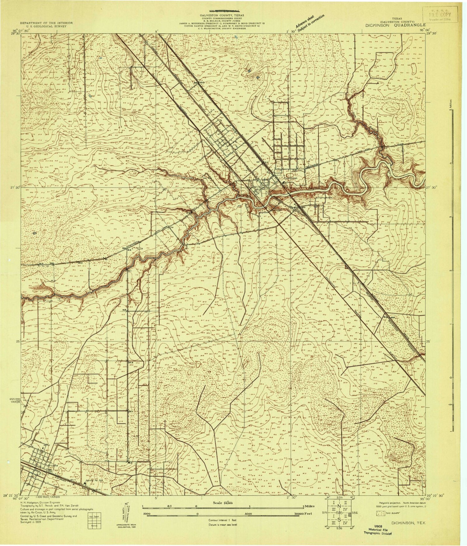 Classic USGS Dickinson Texas 7.5'x7.5' Topo Map Image