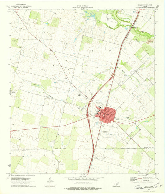 Classic USGS Dilley Texas 7.5'x7.5' Topo Map Image