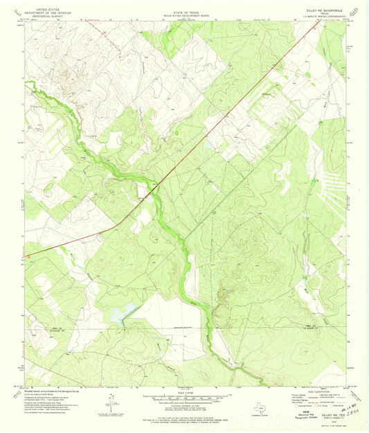 Classic USGS Dilley NE Texas 7.5'x7.5' Topo Map Image
