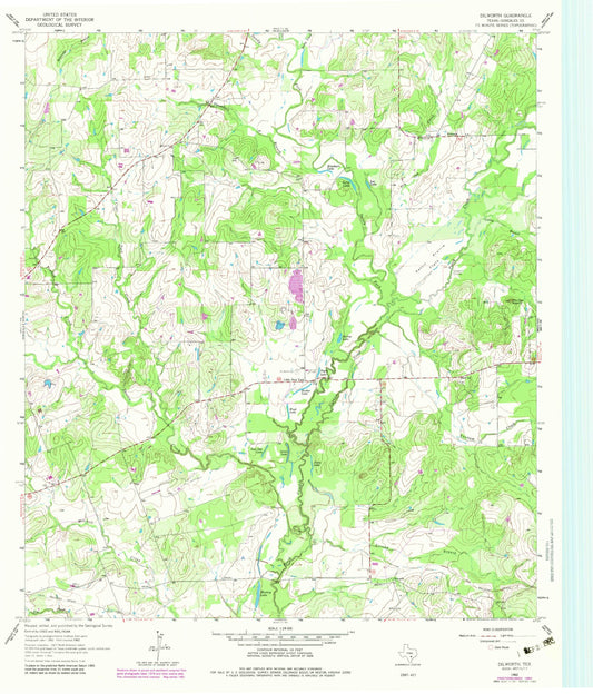 Classic USGS Dilworth Texas 7.5'x7.5' Topo Map Image