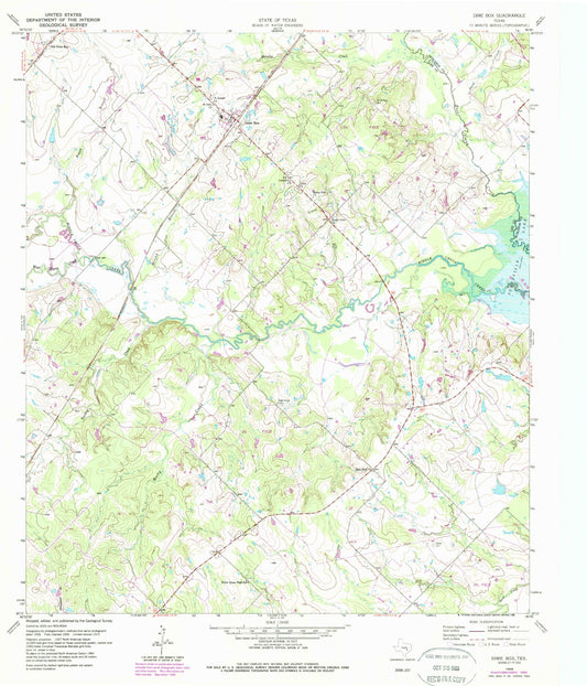 Classic USGS Dime Box Texas 7.5'x7.5' Topo Map Image