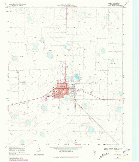 Classic USGS Dimmitt Texas 7.5'x7.5' Topo Map Image