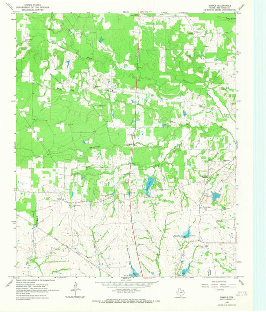 Classic USGS Dimple Texas 7.5'x7.5' Topo Map Image