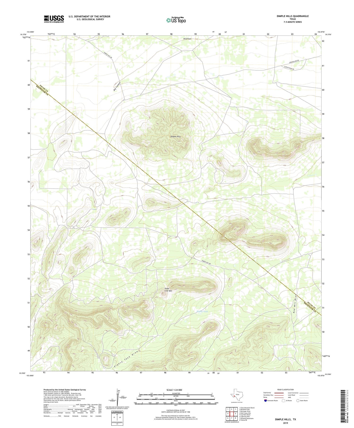 Dimple Hills Texas US Topo Map Image
