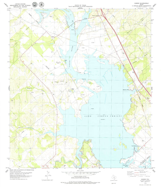 Classic USGS Dinero Texas 7.5'x7.5' Topo Map Image