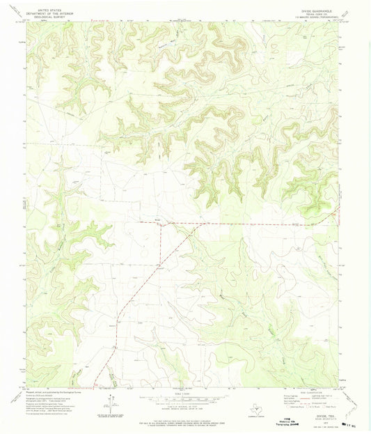 Classic USGS Divide Texas 7.5'x7.5' Topo Map Image