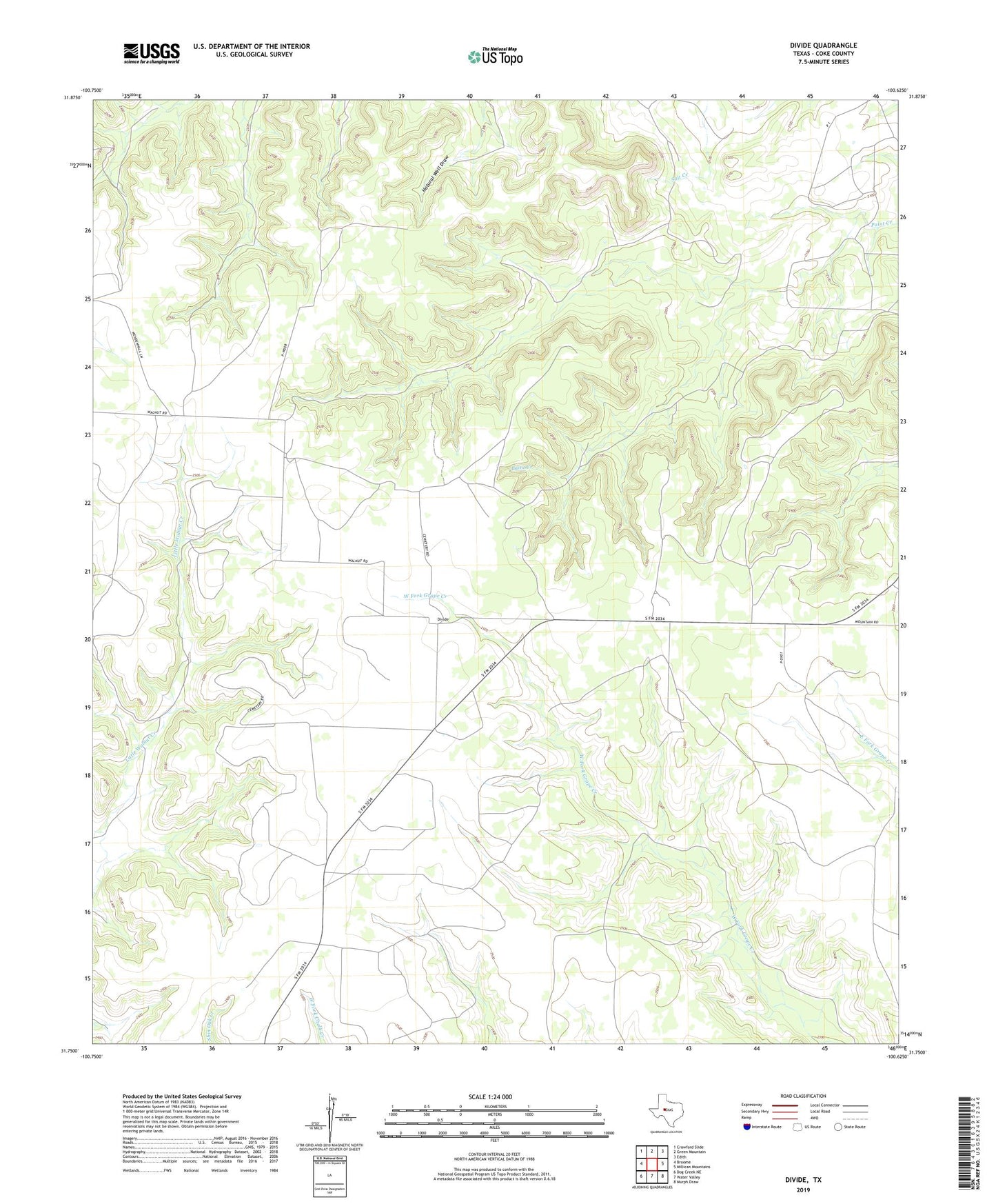 Divide Texas US Topo Map Image