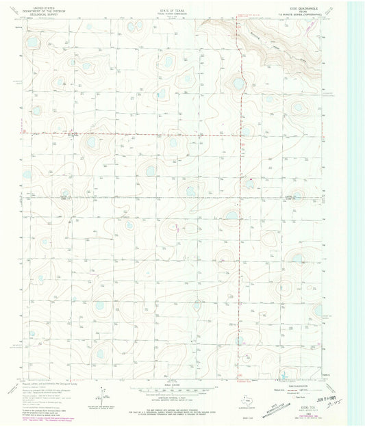 Classic USGS Dodd Texas 7.5'x7.5' Topo Map Image
