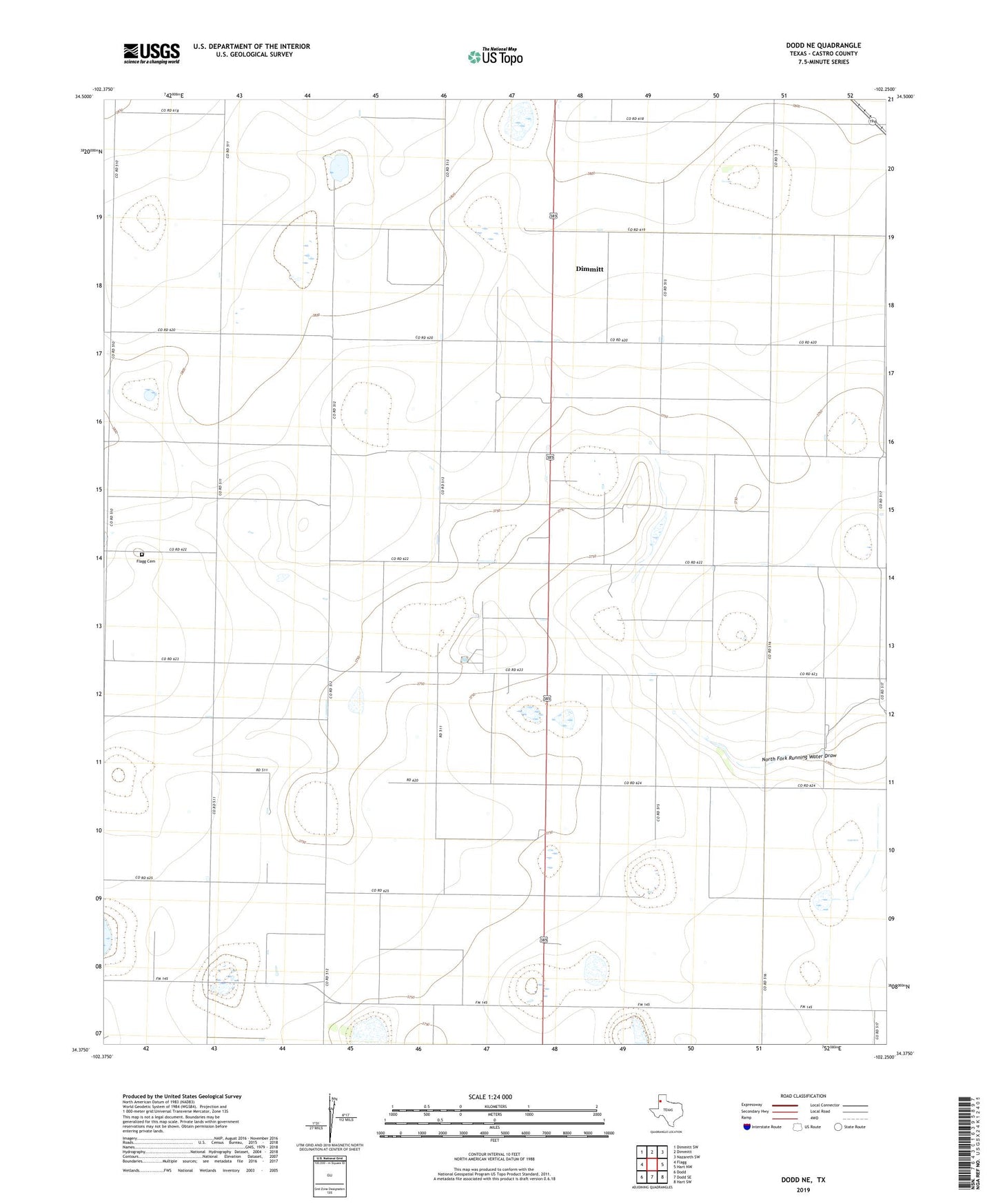 Dodd NE Texas US Topo Map Image