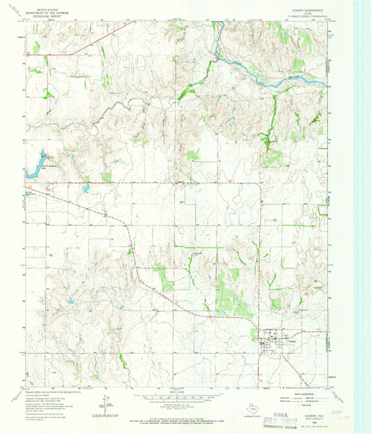 Classic USGS Dodson Texas 7.5'x7.5' Topo Map Image