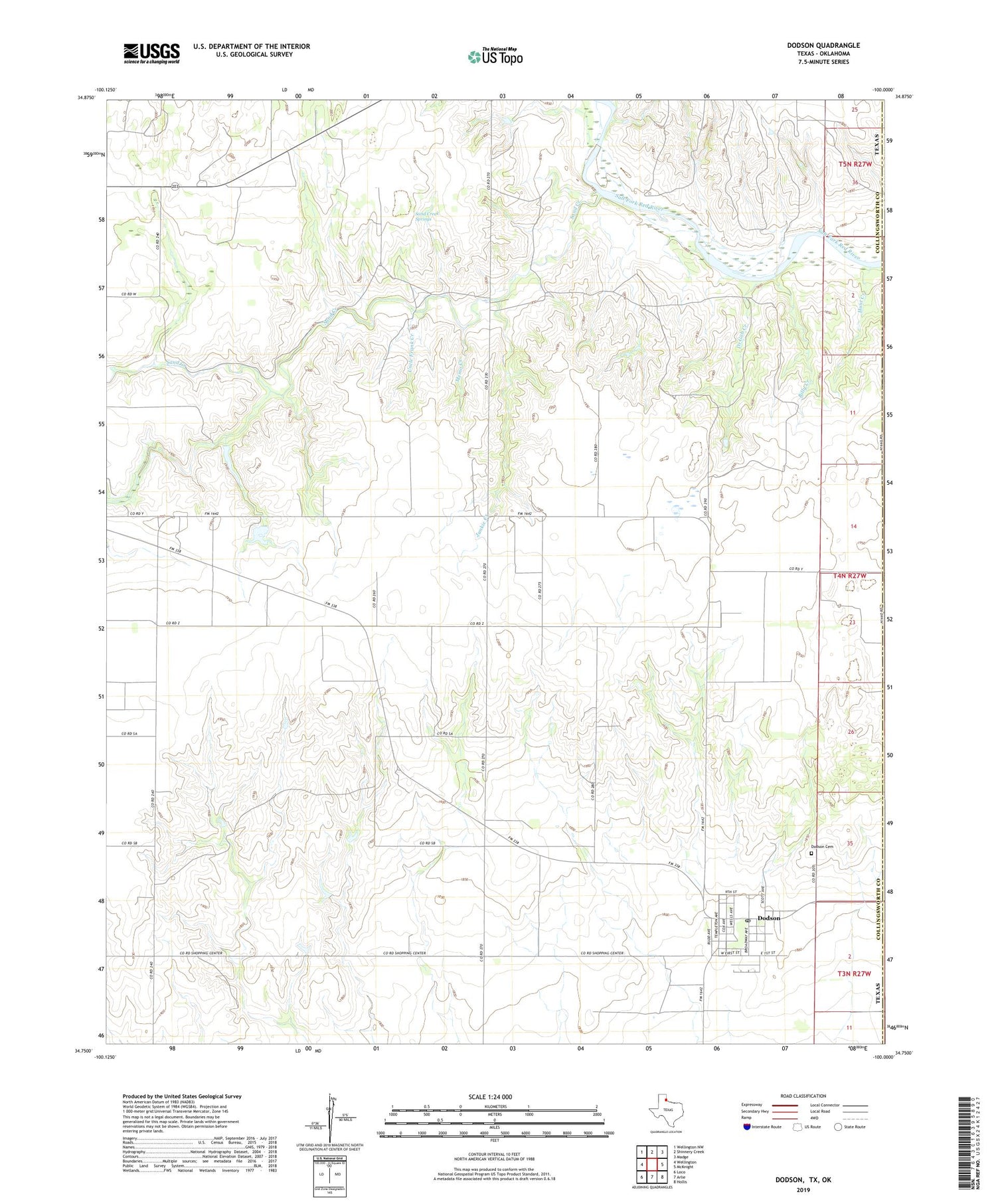 Dodson Texas US Topo Map Image