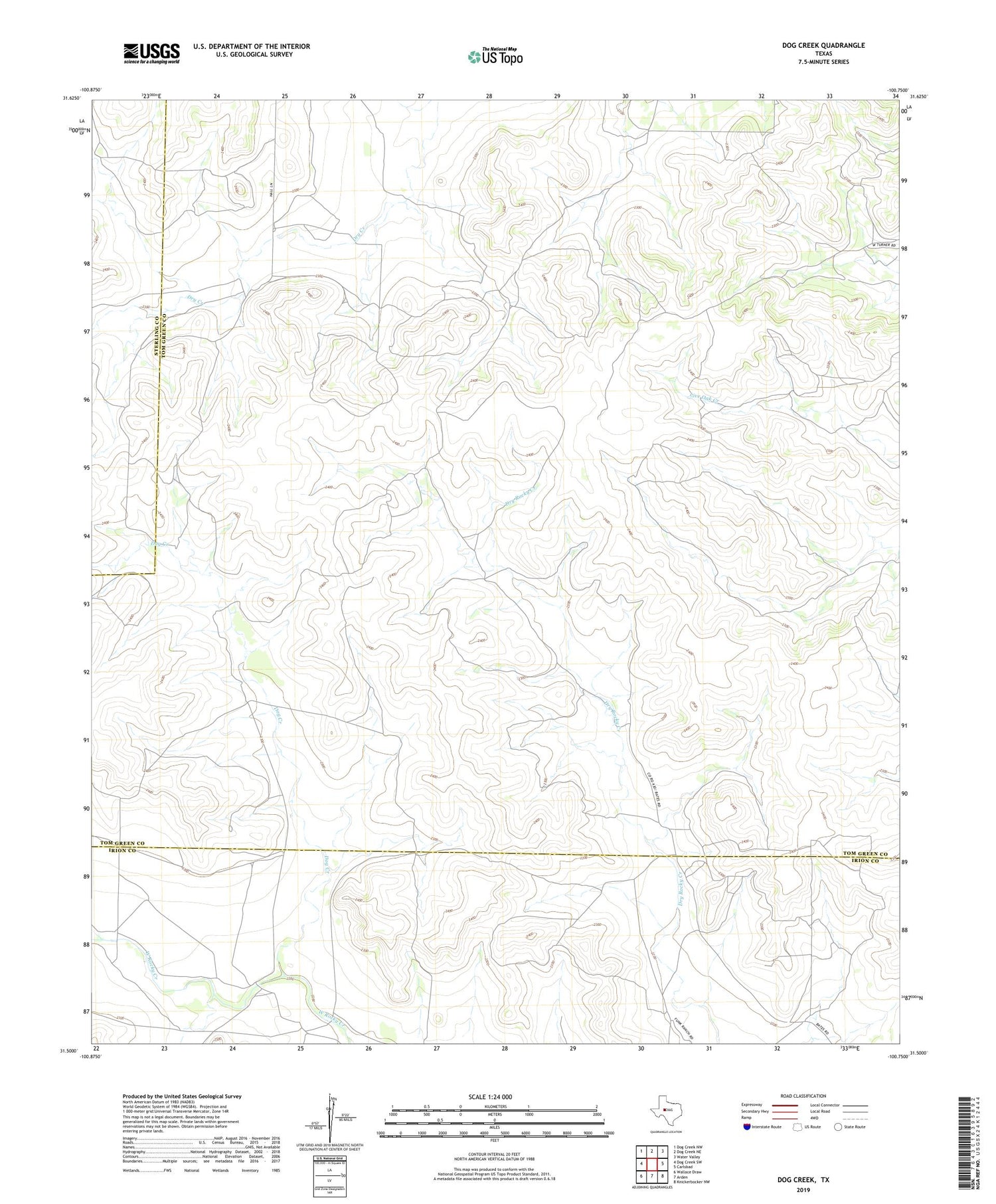 Dog Creek Texas US Topo Map Image