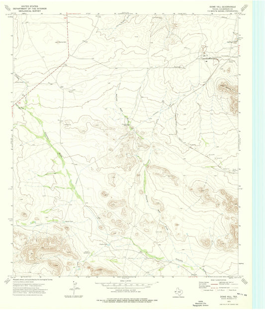 Classic USGS Dome Hill Texas 7.5'x7.5' Topo Map Image