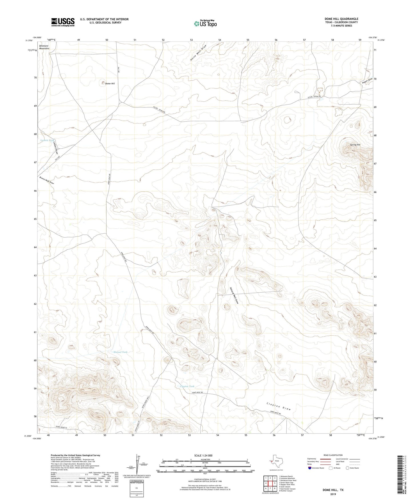 Dome Hill Texas US Topo Map Image