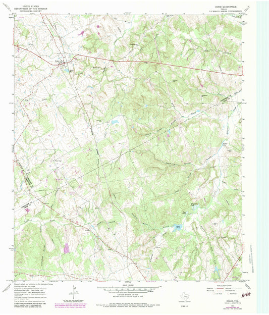Classic USGS Donie Texas 7.5'x7.5' Topo Map Image