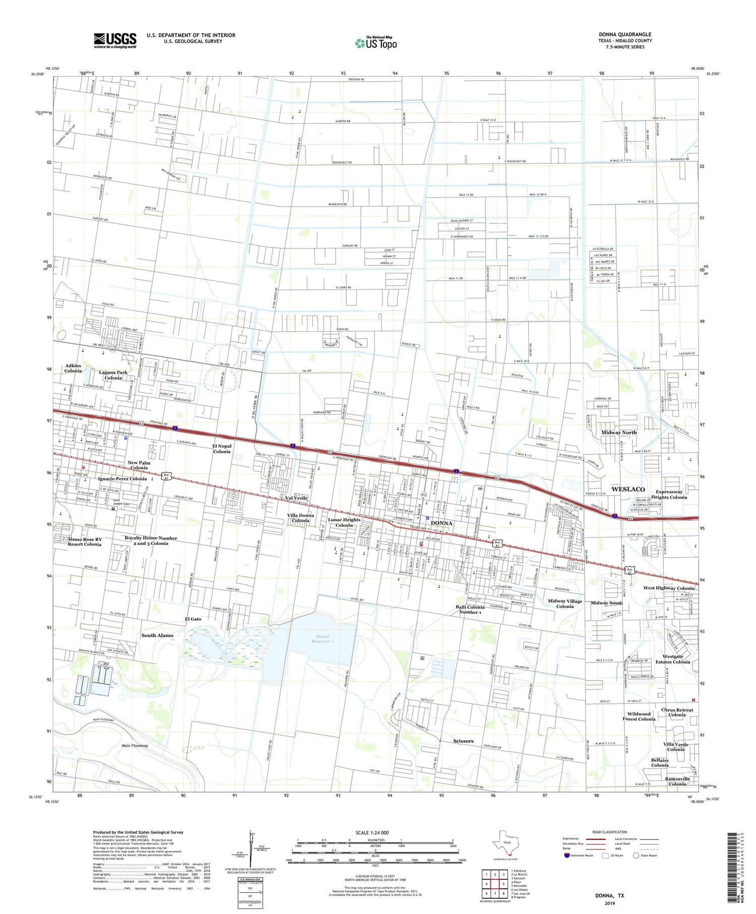 Donna Texas US Topo Map Image