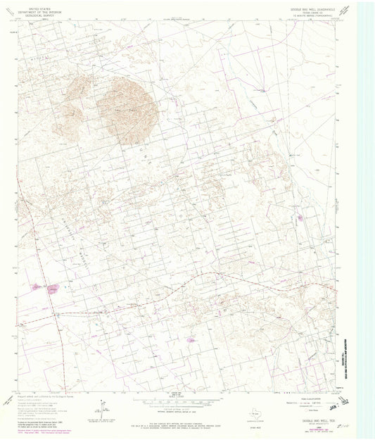 Classic USGS Doodle Bug Well Texas 7.5'x7.5' Topo Map Image