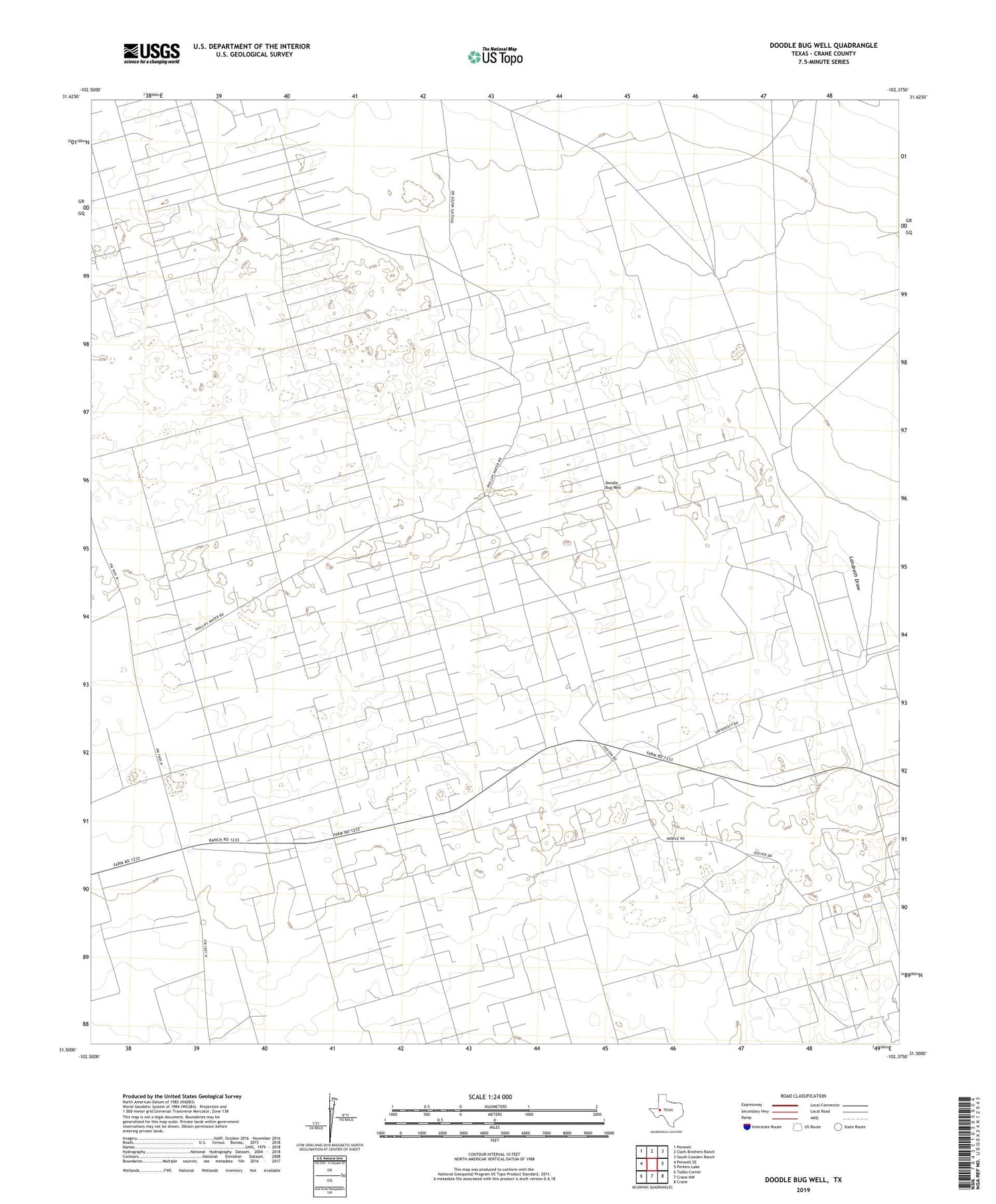 Doodle Bug Well Texas US Topo Map Image