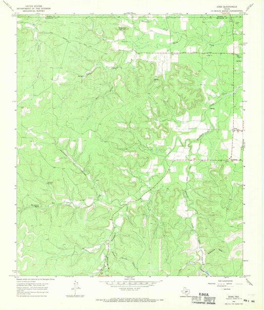 Classic USGS Doss Texas 7.5'x7.5' Topo Map Image