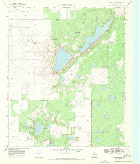 Classic USGS Double Lakes Texas 7.5'x7.5' Topo Map Image