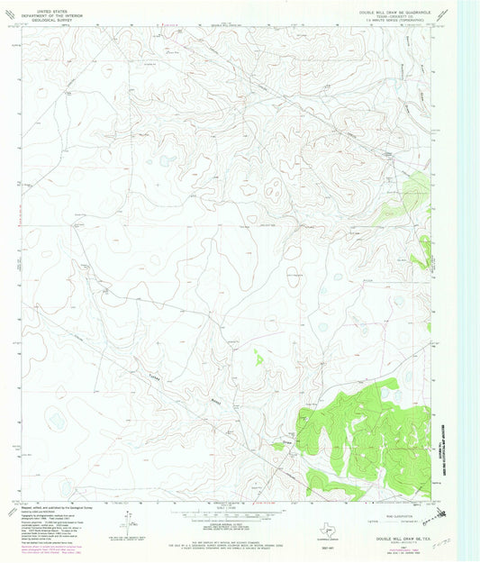 Classic USGS Double Mill Draw SE Texas 7.5'x7.5' Topo Map Image