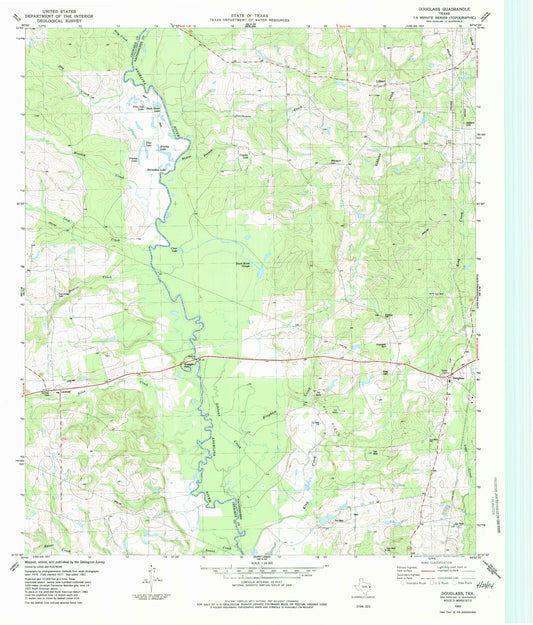 Classic USGS Douglass Texas 7.5'x7.5' Topo Map Image