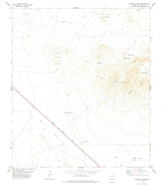 Classic USGS Dowman Canyon Texas 7.5'x7.5' Topo Map Image