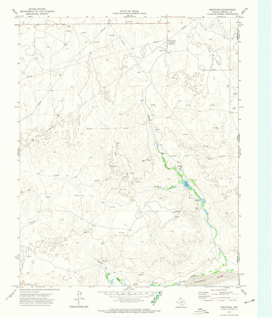 Classic USGS Dreyfoos Texas 7.5'x7.5' Topo Map Image