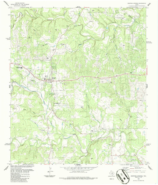 Classic USGS Dripping Springs Texas 7.5'x7.5' Topo Map Image