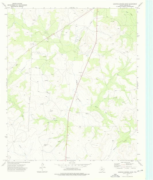 Classic USGS Dripping Springs Draw Texas 7.5'x7.5' Topo Map Image