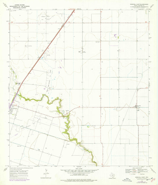 Classic USGS Driscoll East Texas 7.5'x7.5' Topo Map Image