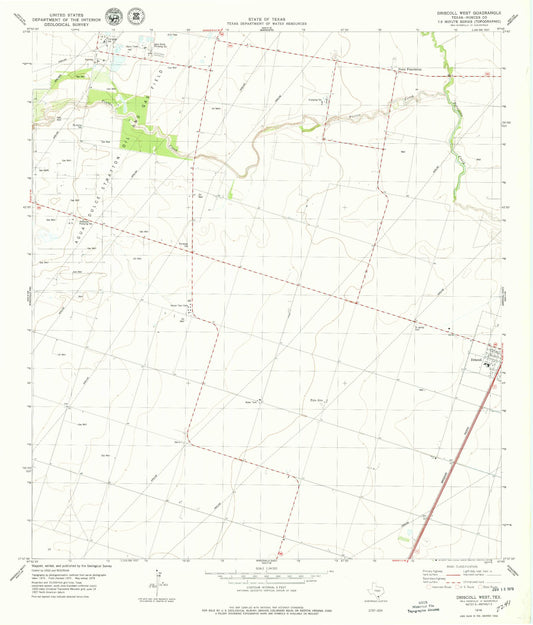 Classic USGS Driscoll West Texas 7.5'x7.5' Topo Map Image