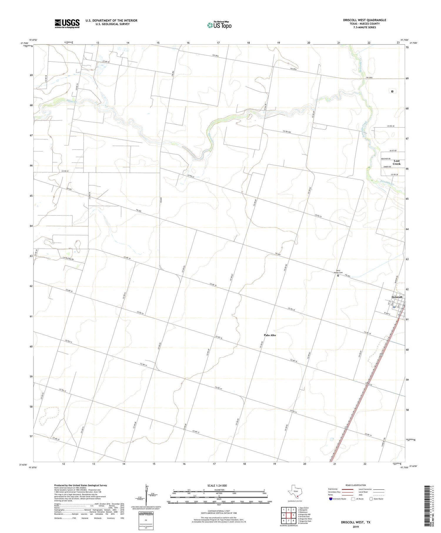 Driscoll West Texas US Topo Map Image