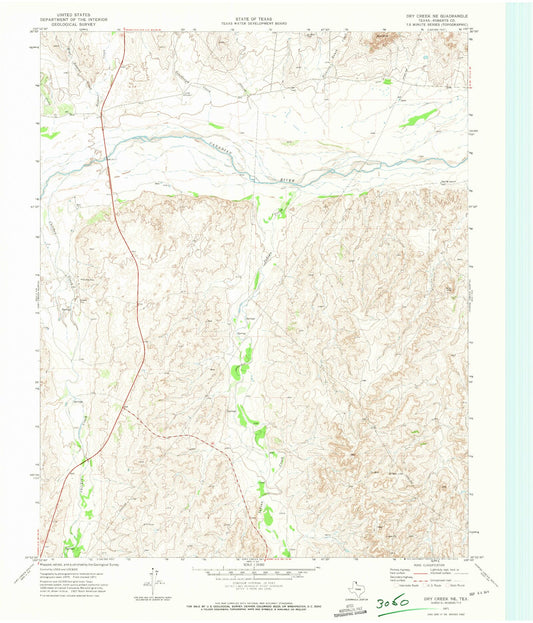 Classic USGS Dry Creek NE Texas 7.5'x7.5' Topo Map Image