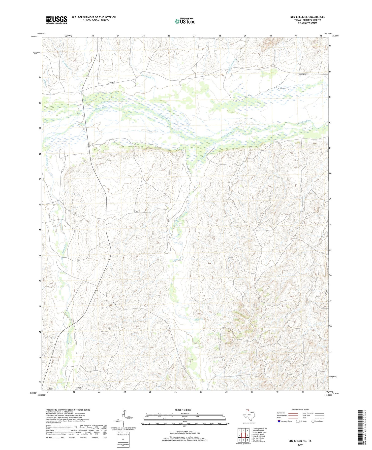 Dry Creek NE Texas US Topo Map Image