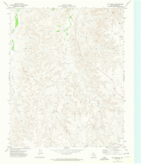 Classic USGS Dry Creek SE Texas 7.5'x7.5' Topo Map Image
