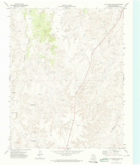 Classic USGS Dry Creek South Texas 7.5'x7.5' Topo Map Image