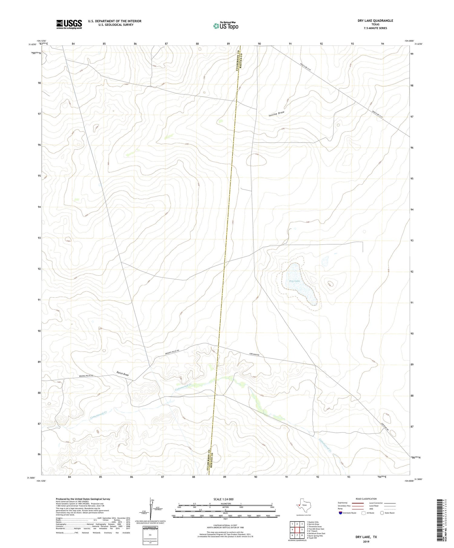 Dry Lake Texas US Topo Map Image