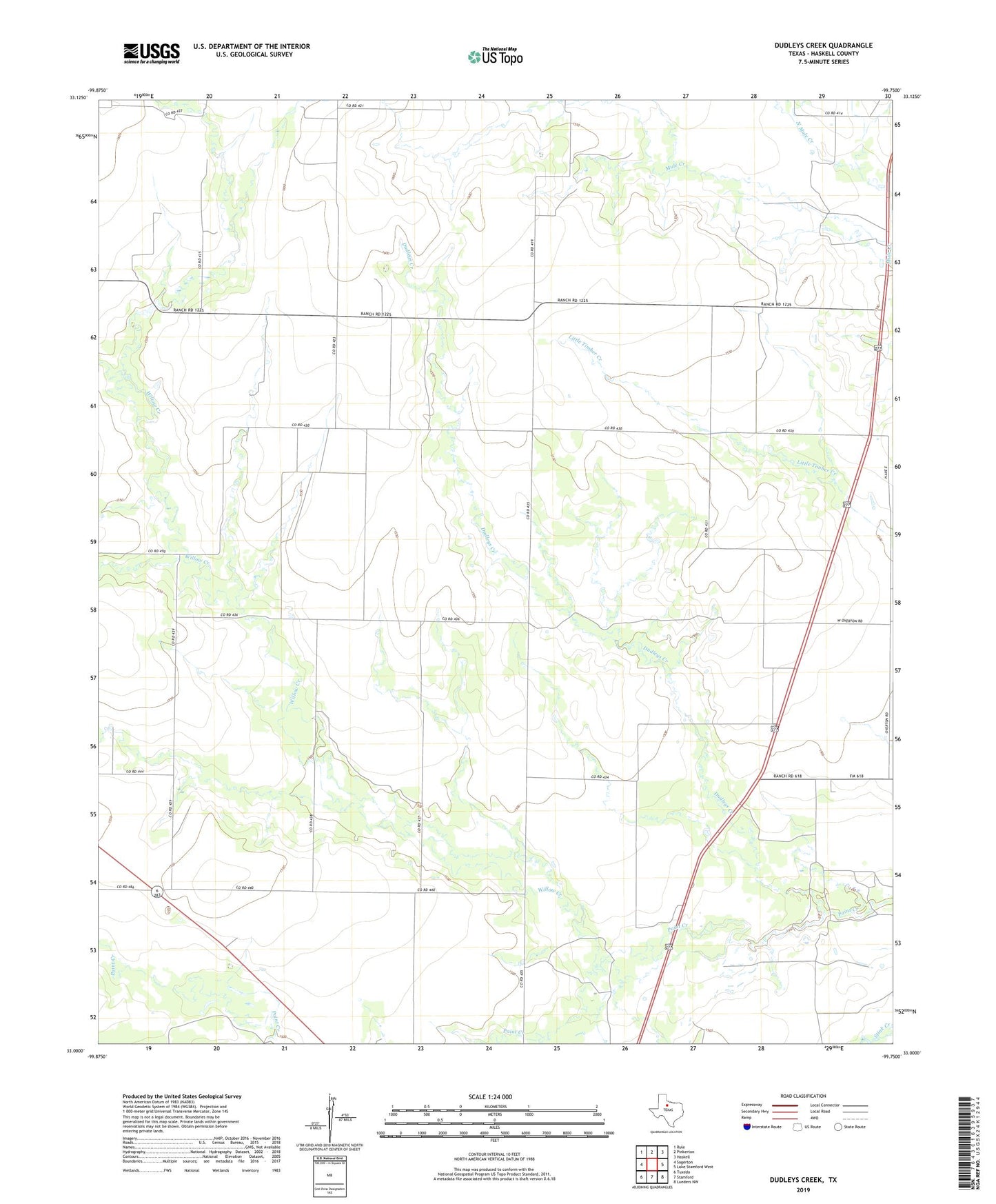 Dudleys Creek Texas US Topo Map Image