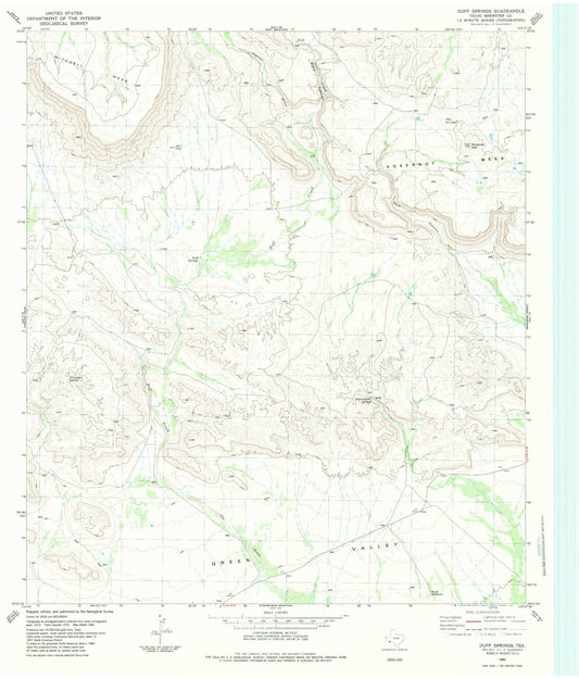 Classic USGS Duff Springs Texas 7.5'x7.5' Topo Map Image