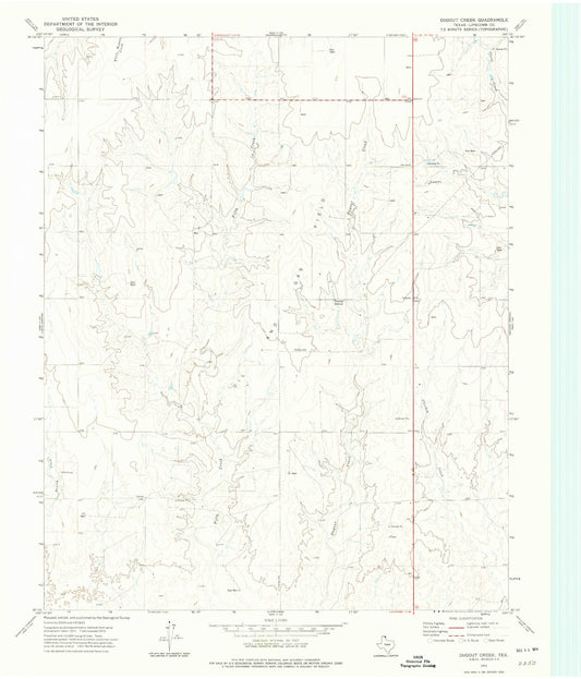 Classic USGS Dugout Creek Texas 7.5'x7.5' Topo Map Image