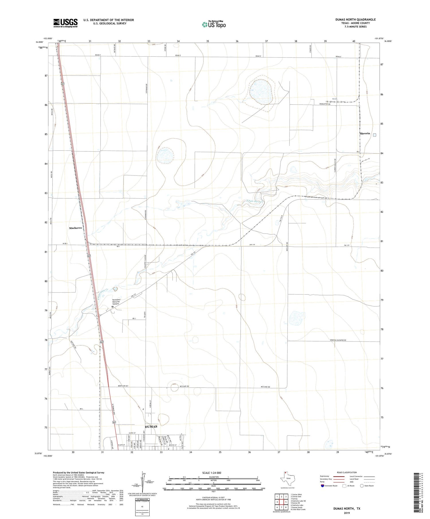 Dumas North Texas US Topo Map Image