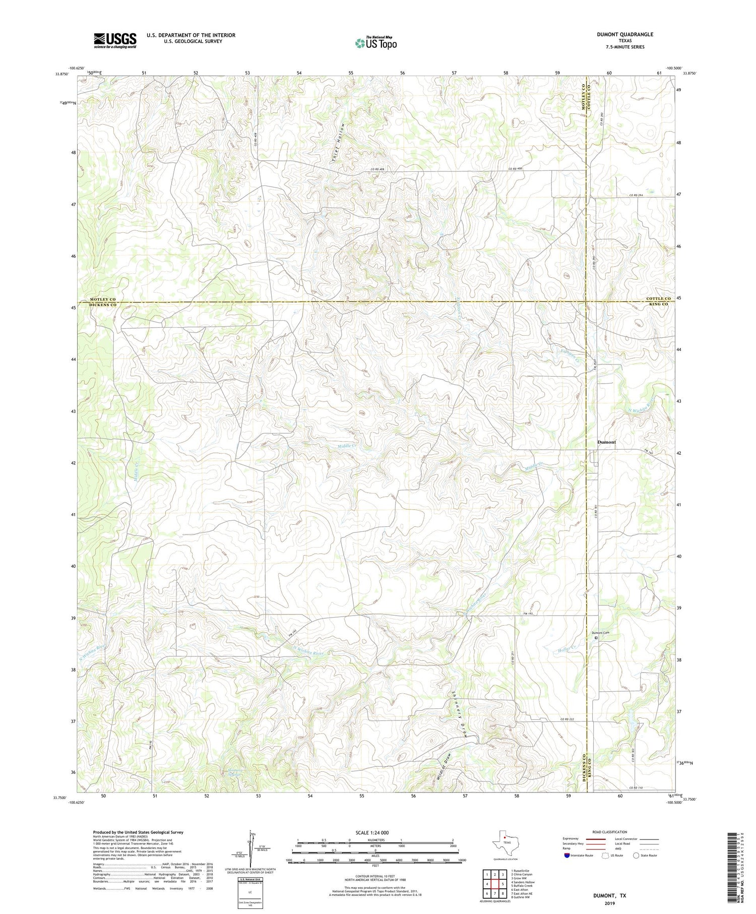Dumont Texas US Topo Map Image