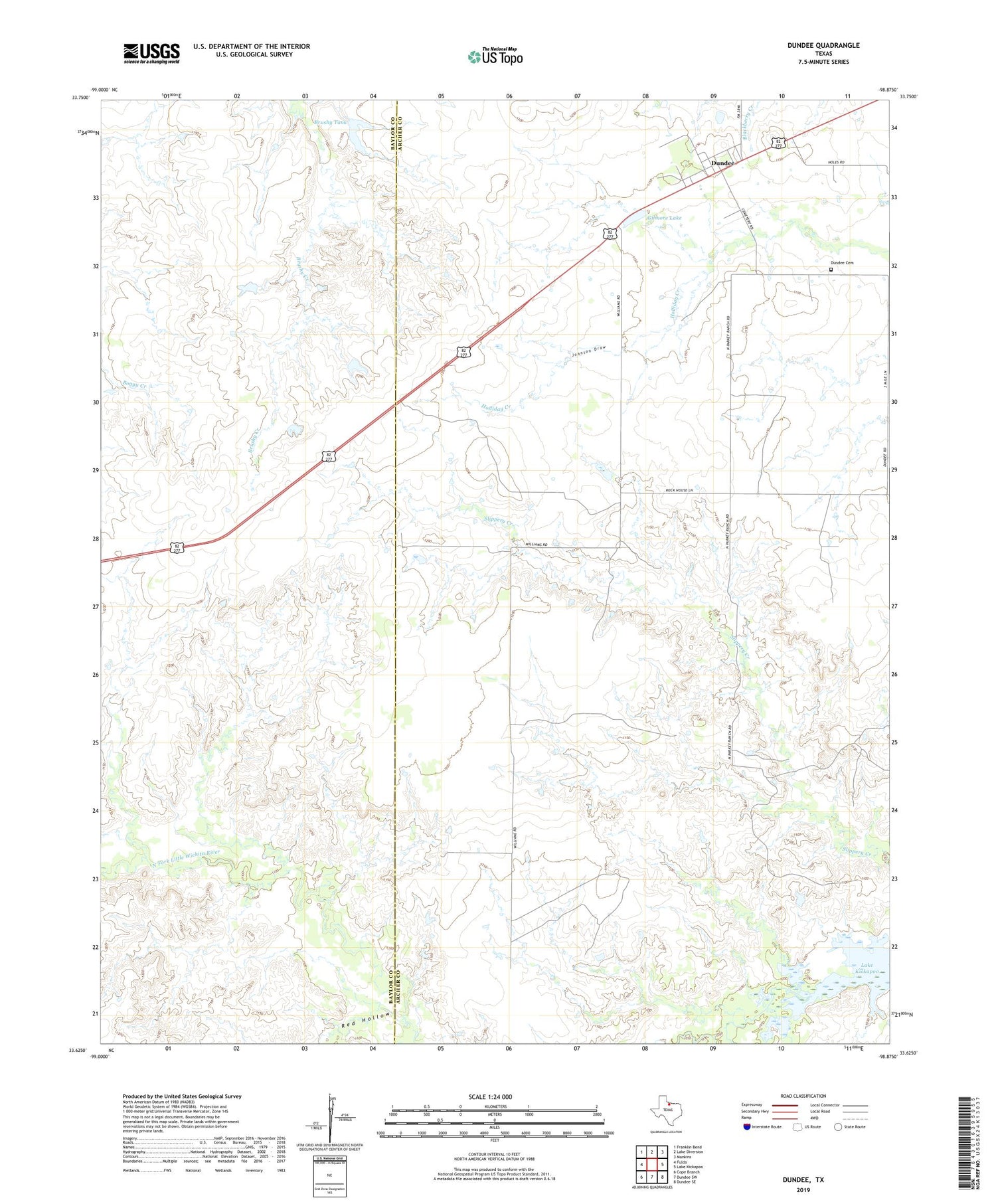 Dundee Texas US Topo Map Image