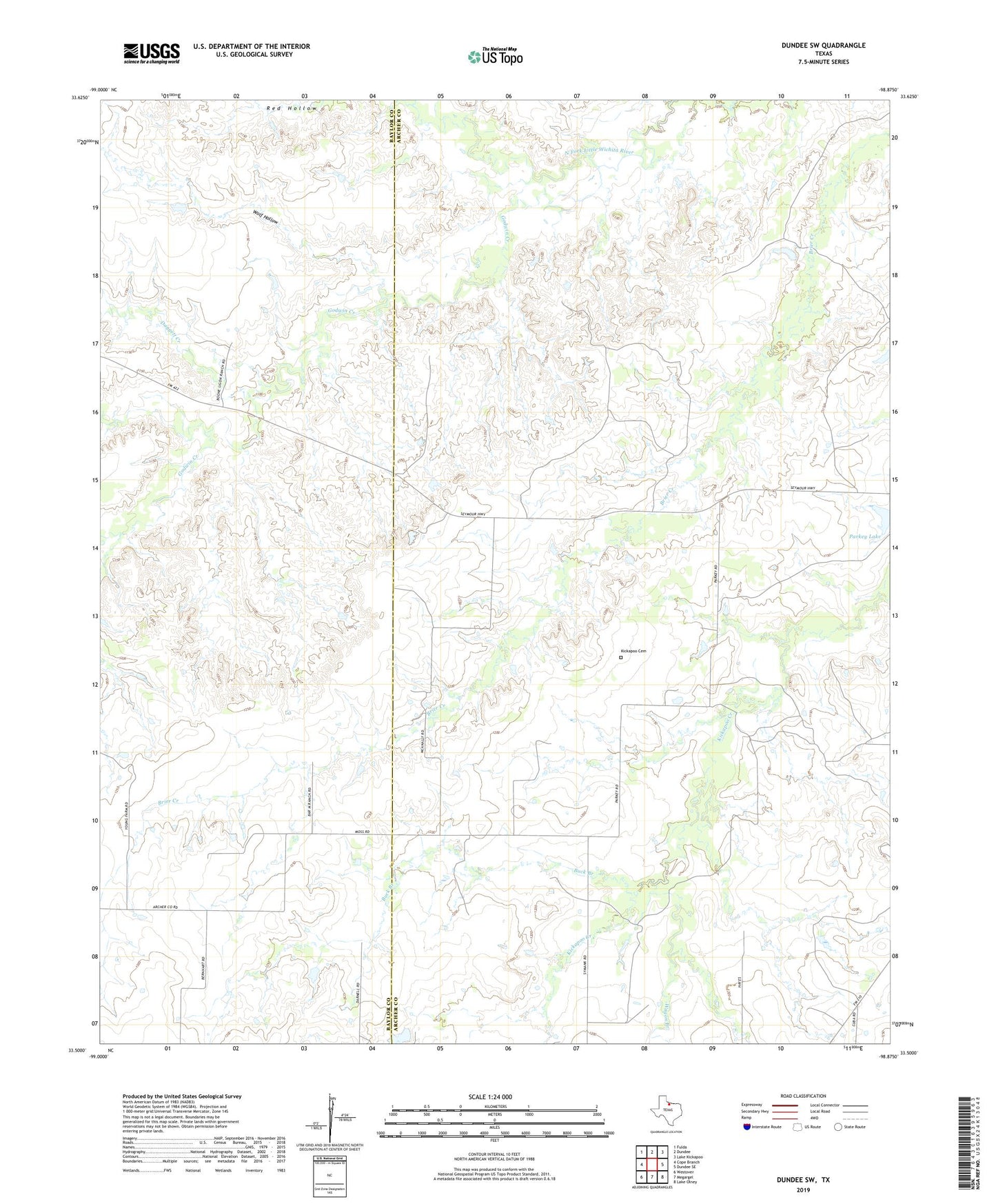 Dundee SW Texas US Topo Map Image